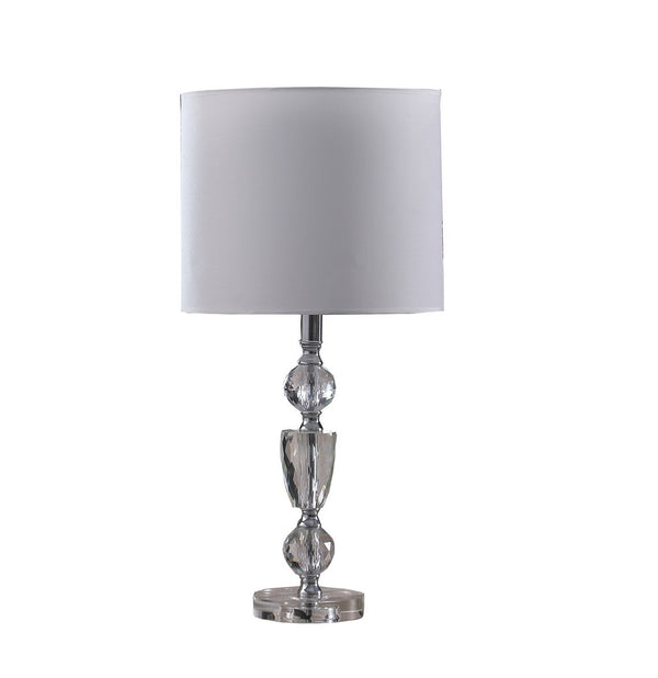 English Elm 23.5" Cut-Crystal Modern Table Lamp with Chrome Accents & White Linen Shade, Multicolor Glass Finish B072116624