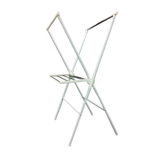 English Elm 51" Adjustable Folding Laundry Drying Rack White - Space-Saving Metal Frame, Shoe Shelf & Durable Bars B072115900
