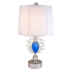 English Elm 27.75" Just Dazzle Polyresin Table Lamp Silver with Crackle Glass Orb Base & Turquoise Gem Pendant B072116200