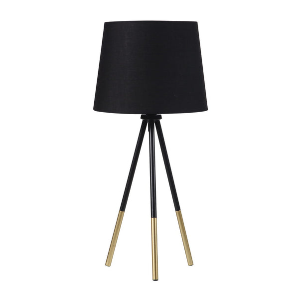 English Elm 20" Devon Tripod Table Lamp Matte Black & Gold Metal Accent, Semi-Drum Shade, LED Compatible B072116180