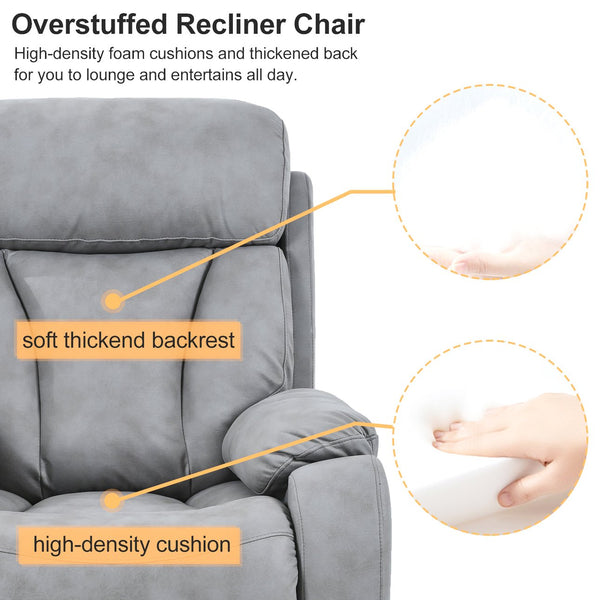English Elm Electric Power Lift Recliner Chair with Remote Control, Soft Fabric, Padded Arms, 330lb Capacity, Light Gray W1028111169