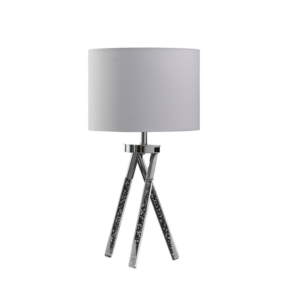 English Elm 26.25" Mid Century Birgit LED Table Lamp with Acrylic Bubble Legs, Silver Chrome Finish, 600Lm B072116678