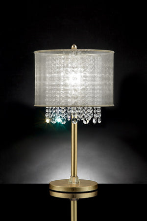 English Elm 30" Bhavya Tall Metal Table Lamp With Elegant Gold Finish, White Shade & Crystal Accents For Style B072116237