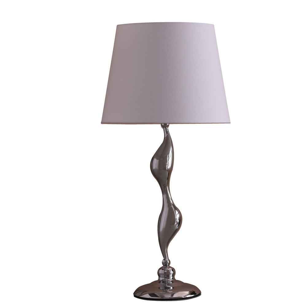 English Elm 24-Inch Erte Art Deco Silhouette Table Lamp in Silver Chrome Metal with White Linen Shade, UL Listed B072116296