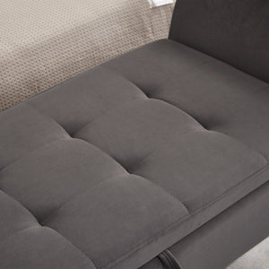 English Elm 51.5" Plush Velvet Bed Bench with Hidden Storage Chest, Upholstered Entryway Ottoman Seat Grey W1097104005