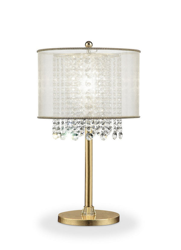 English Elm 30" Bhavya Tall Metal Table Lamp With Elegant Gold Finish, White Shade & Crystal Accents For Style B072116237