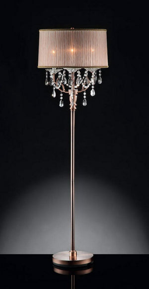 English Elm 62" Tall Floor Lamp "Rosie" - Glamorous Silvery-Pink Finish With Crystal Accents For Elegant Lighting B072116220
