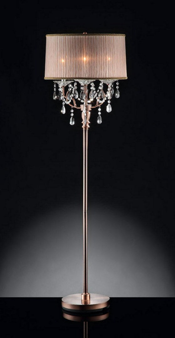 English Elm 62" Tall Floor Lamp "Rosie" - Glamorous Silvery-Pink Finish With Crystal Accents For Elegant Lighting B072116220