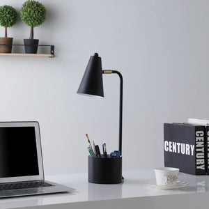 English Elm 19.5" Black Metal Task Desk Lamp With Organizer – Perfect For Student Workspaces & Home Offices! B072116612