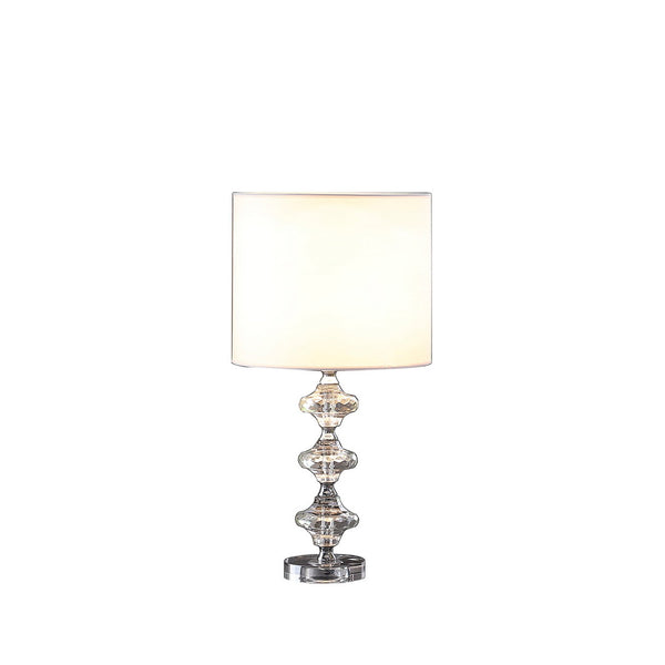 English Elm 22.25" Geometric Prism Solid Crystal Table Lamp with Polished Chrome Accents & White Drum Shade, UL Certified B072116594