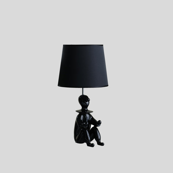 English Elm 21.25" Black Clown Phone Holder Resin Table Lamp with Drum Shade, USB-Free Corded Accent Light, UL B072116321