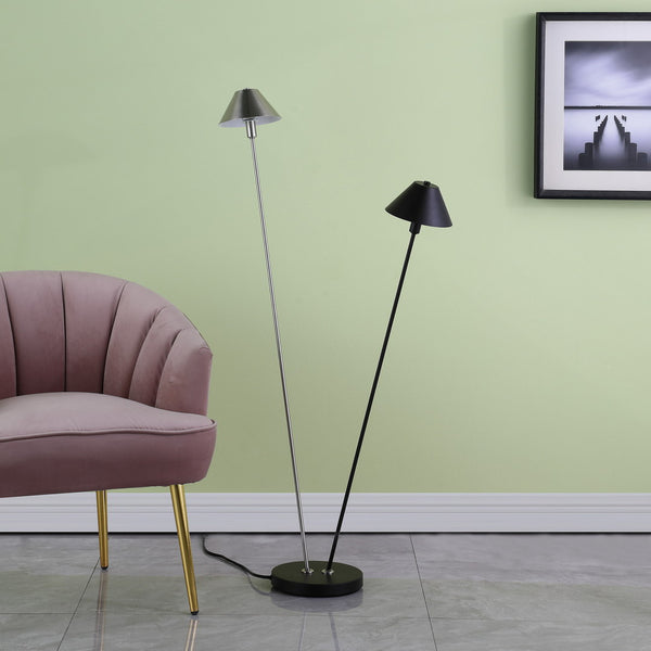 English Elm 47.5" Industrial LED Double G9 Floor Lamp - Matte Black & Brushed Nickel, Energy-Saving 2700K Warm Light B072116570
