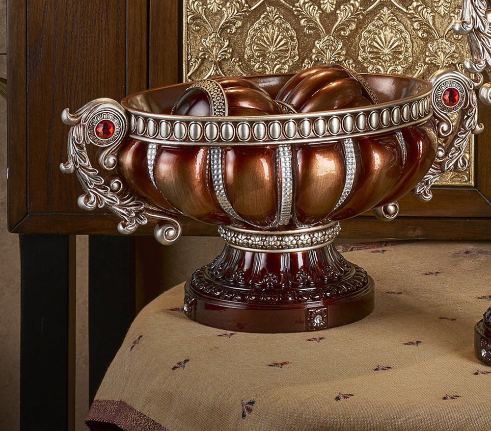English Elm 8" Polyresin Decorative Bowl with Classical Greek Engravings and Antique Bronze Finish B072116428