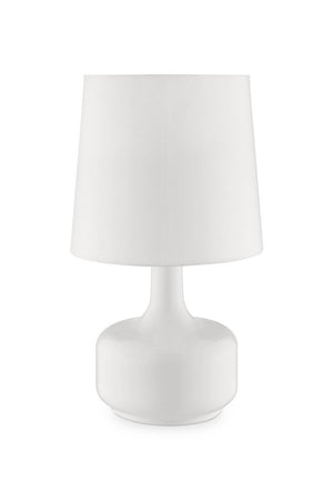 English Elm 17.25" Cheru Modern Mid-Century Touch Table Lamp – Powdered Metal Finish, 3-Way Touch-On, Sleek Decor White B072116252