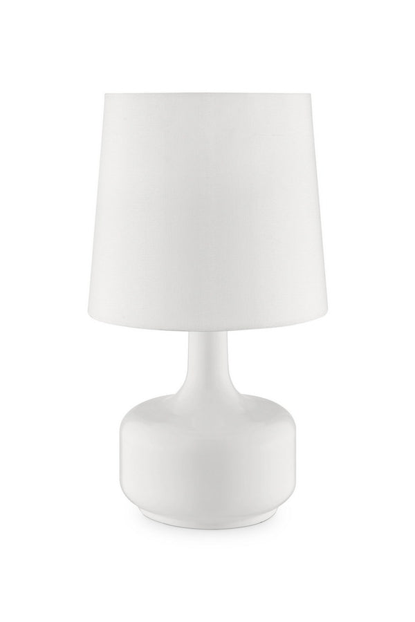 English Elm 17.25" Cheru Modern Mid-Century Touch Table Lamp – Powdered Metal Finish, 3-Way Touch-On, Sleek Decor White B072116252