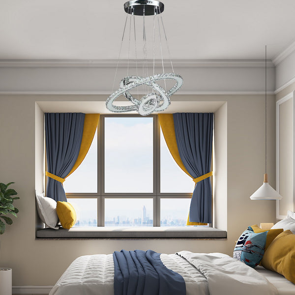 English Elm 11.8" Eira Modern Crystal Chandelier - Adjustable Led, Remote Control, Dimmable, Elegant Home Lighting B072116682