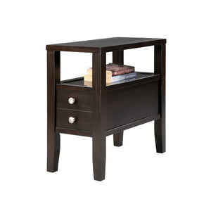 English Elm 24" Tall Wooden Side Table With 2 Drawers, Traditional Espresso Finish, Stylish Storage Solution B072115841