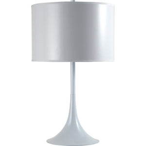 English Elm 25" Modern Metal Table Lamp in White Finish with Round Fabric Shade, 25"H, 100W Max, UL Listed B072116135