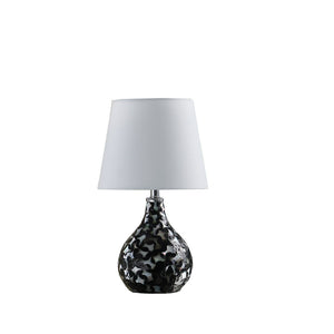 English Elm 11.5" Seashell Swirl Mini Polyresin Table Lamp with Black/Brown/White Finish & Linen Shade, UL B072116631