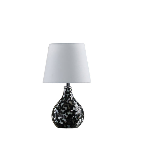 English Elm 11.5" Seashell Swirl Mini Polyresin Table Lamp with Black/Brown/White Finish & Linen Shade, UL B072116631