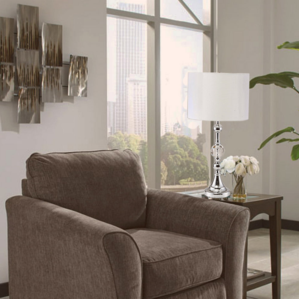 English Elm 29.5" Leona Metal Table Lamp with Chrome & Crystal Accents, 29.5" Tall Multicolor Accent Light for Living Room B072116126