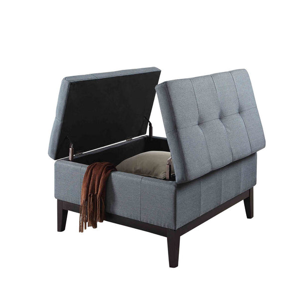 English Elm 18" Dual Lift Coffee Table with Hidden Storage and Plush Upholstery, Spacious Surface for Living Rooms Blue B072115849