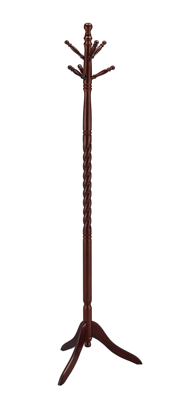 English Elm 71.5" Twist Wooden Standing Coat Rack with Cherry Finish — 71.5in Tree-Style Hat & Scarf Organizer, Lightweight B072115909
