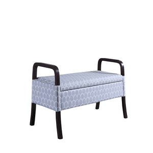 English Elm 23.25" Wooden Lift Top Storage Bench with Sky Blue Circle Print Upholstered Seat B072116503