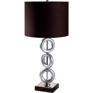 English Elm 29" Tall Metal Table Lamp - Modern Silver Finish With Espresso Round Shade For Stylish Lighting B072116166