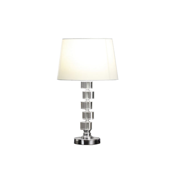 English Elm 20" Crystal Round Stacked Cube Orbs Metal Table Lamp Adelaine White - Glam Crystal Accent Light with Semi-Drum Shade B072116182