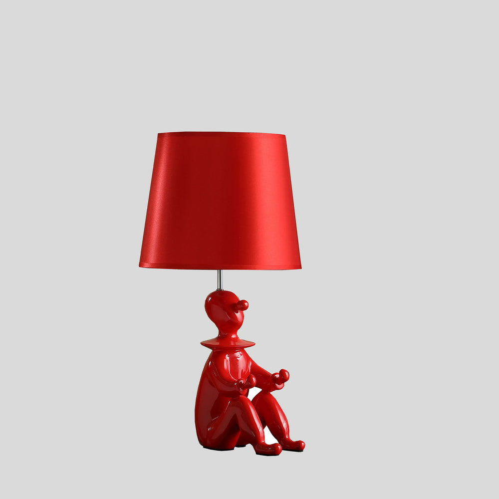 English Elm 21.25" Red Clown Phone Holder Resin Table Lamp with Semi-Drum Shade, USB-Free quirky decor, UL listed B072116319