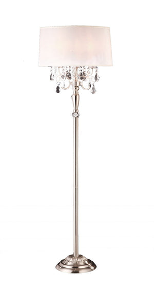 English Elm 62" Elegant Metal Floor Lamp With Crystal Accents, Off-White Shade For Ambient Living Room Lighting B072116217