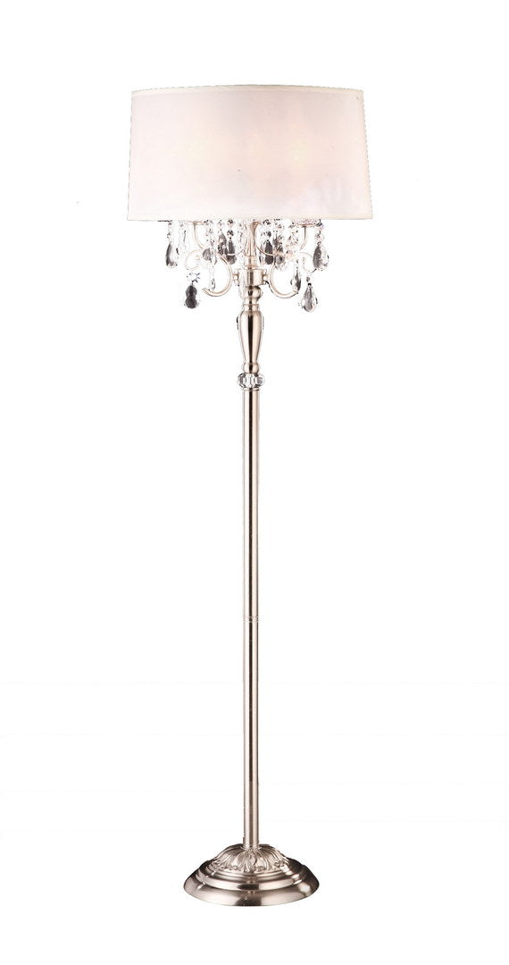 English Elm 62" Elegant Metal Floor Lamp With Crystal Accents, Off-White Shade For Ambient Living Room Lighting B072116217