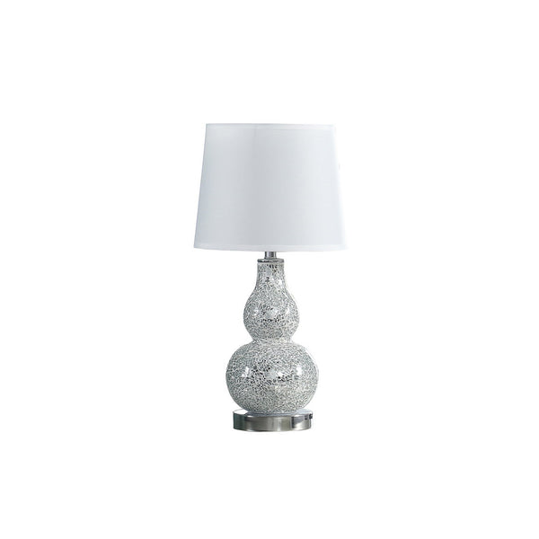 English Elm 19.5" Elegant Mirrored Mosaic Table Lamp With Chrome Base & Soft Cotton Shade For Glamorous Spaces B072116633