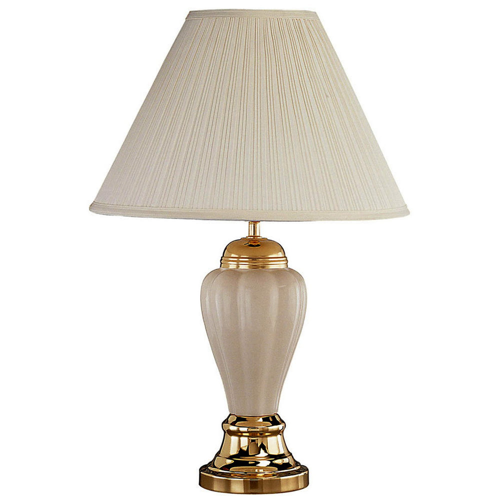 English Elm 27" Elegant Urn-Shaped Ceramic Table Lamp In Burgundy With Ivory Linen Shade & Gold Accents B072116112