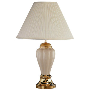 English Elm 27" Elegant Urn-Shaped Ceramic Table Lamp In Burgundy With Ivory Linen Shade & Gold Accents B072116112