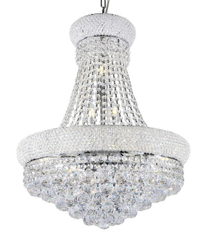 English Elm 26" Adagio Empire LED Chandelier with Imported Crystal Drops, 12×5W Bulbs, Silver Finish, 26" H B072116246