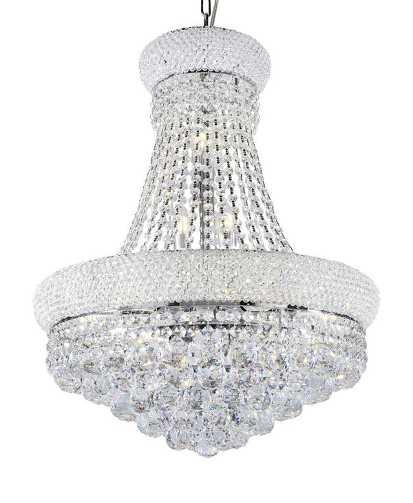 English Elm 26" Adagio Empire LED Chandelier with Imported Crystal Drops, 12×5W Bulbs, Silver Finish, 26" H B072116246