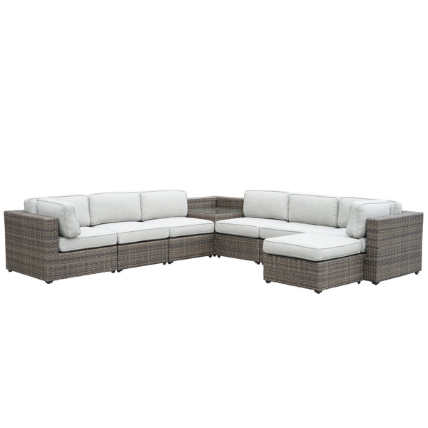 English Elm Steve Silver - Weather-Resistant Gray Sectional Sofa: Fade & Stain-Resistant Polyester, Removable Cushions, Cozy 41.3" B081S00007