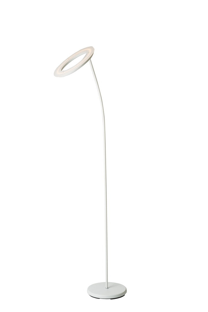 English Elm 73" Modern Metal Torchiere Floor LED Lamp with Frosted Halo Shade, Matte White, Dimmable 3000K B072116283