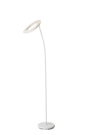 English Elm 73" Modern Metal Torchiere Floor LED Lamp with Frosted Halo Shade, Matte White, Dimmable 3000K B072116283