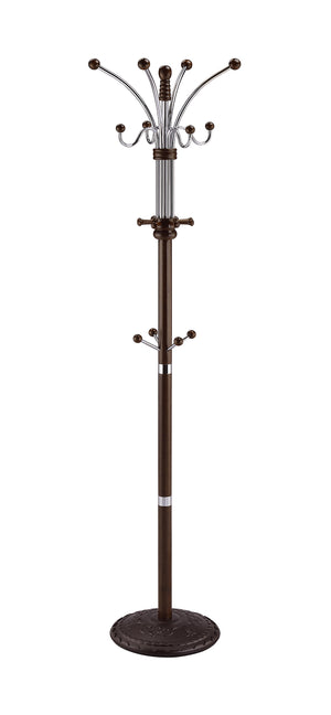 English Elm 73" Tall Chrome and Wood Coat Rack Espresso Finish — Stable 73" organizer with 22.25" base for coats, hats, scarves B072115913