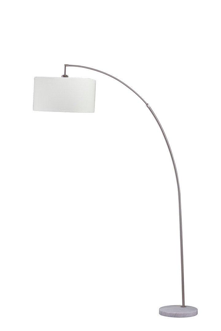 English Elm 86" Tall Metal Floor Arc Lamp "Allegro" - Modern White Shade & Brushed Silver Finish For Any Room B072116140