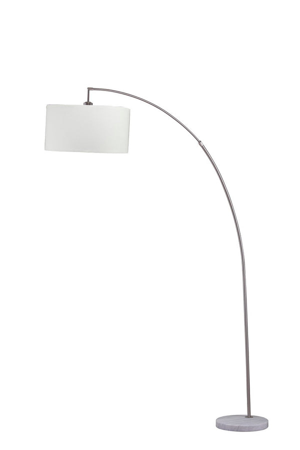 English Elm 86" Tall Metal Floor Arc Lamp "Allegro" - Modern White Shade & Brushed Silver Finish For Any Room B072116140