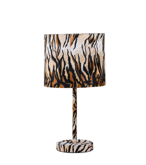 English Elm 19.25" Faux Suede Metal Table Lamp with Bold Animal-Print Drum Shade, Sleek Modern Accent Light Tiger B072116336