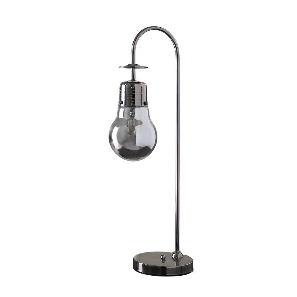 English Elm 29" Edison LED Downbridge Table Lamp Black Chrome Metal Arc Base Glass Shade 3000K E12 Bulb Friendly, UL Listed, 62.75" Cord B072116587