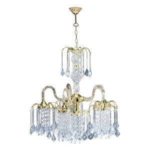 English Elm 25" Tall Metal Chandelier - Elegant Polished Brass With Crystal Accents For Timeless Home Décor B072116083