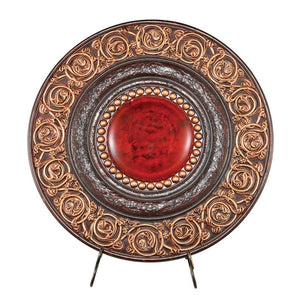 English Elm 21" Polyresin Round Wall Plaque Stone-look Relief Carved Earthy Tones Home Accent B072116028
