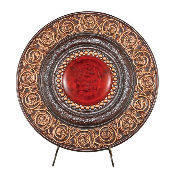 English Elm 21" Polyresin Round Wall Plaque Stone-look Relief Carved Earthy Tones Home Accent B072116028