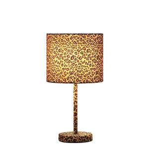 English Elm 19.25" Faux Suede Metal Table Lamp with Bold Animal-Print Drum Shade, Sleek Modern Accent Light Multicolor B072116338
